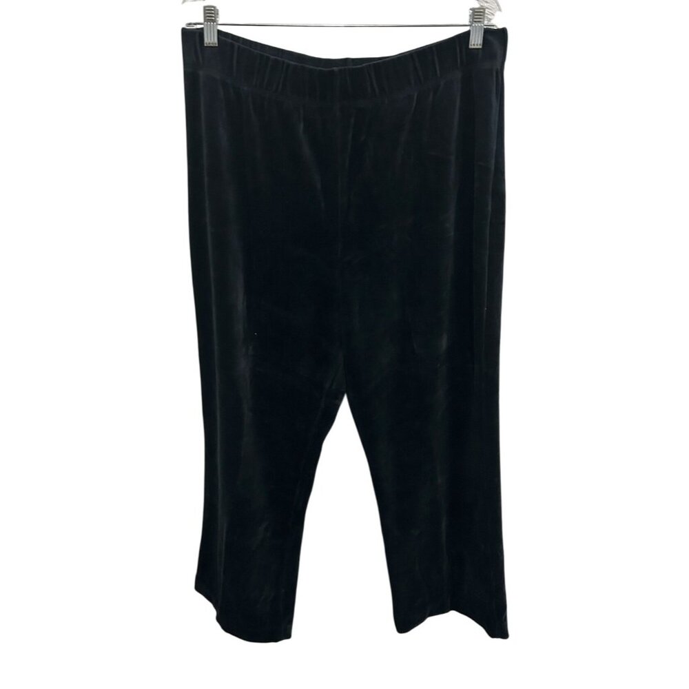 Sport Savvy Black Velvet Cropped Pants Pull-On Elastic Waist XL Cotton Blend Com